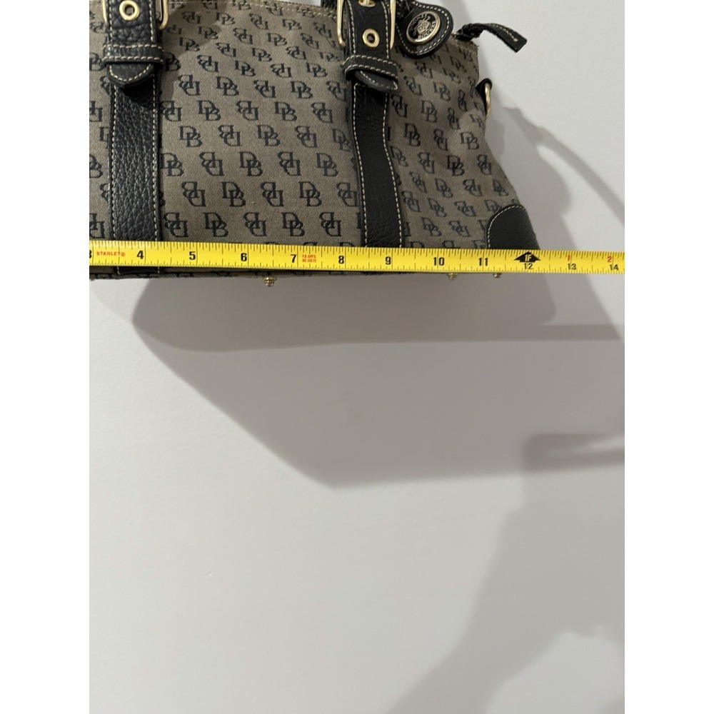 Vintage Dooney & Bourke Purse Gray Canvas, Navy BlackLeather Accents DB Logo Y2K - Picture 16 of 16